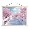 Brug - Kersenbomen - Wit textielposter latten blank klein -3d