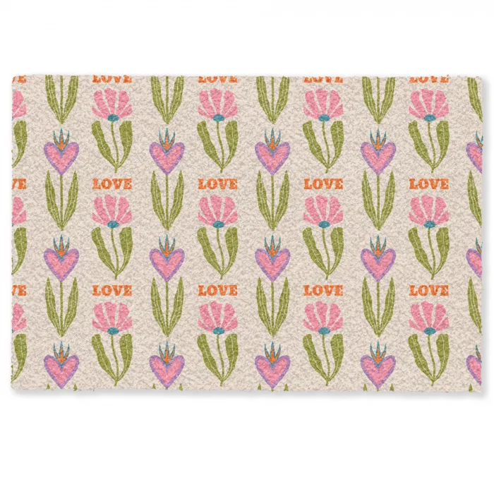 Love - Patroon - Bloemen - Hartjes Deurmat klein 898 -zkaufland3d
