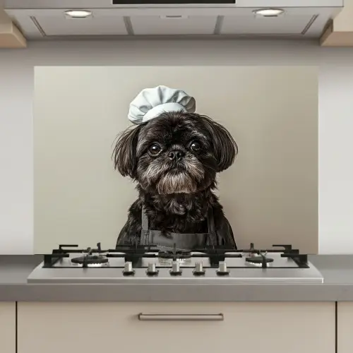 Kokskleding - Zwart - Hondje keuken achterwand spatscherm klein -3d_website