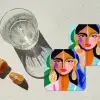 Portret - Vrouw - Modern onderzetter kurk middel -sfeer4