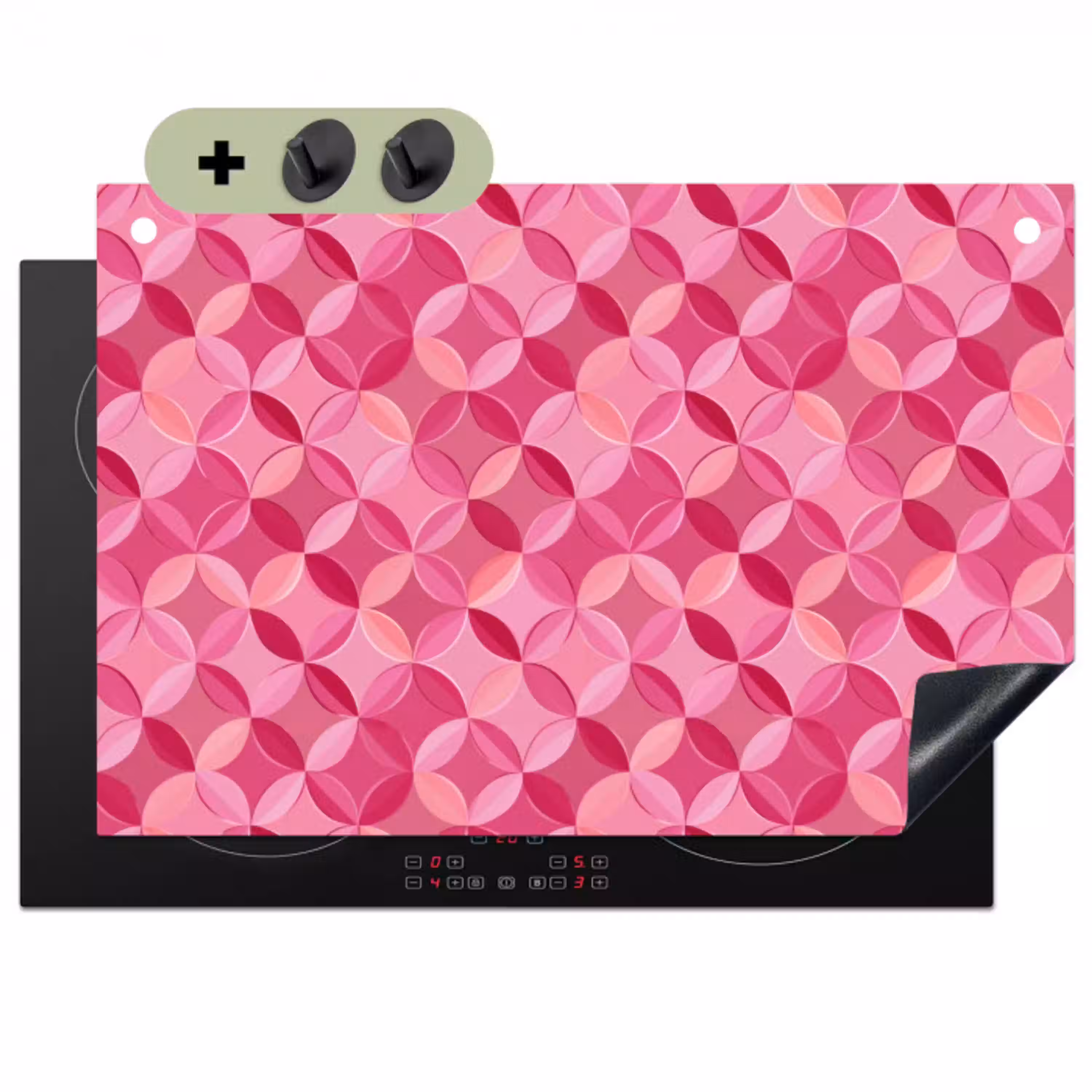 Geometrisch - Mozaïek - Modern - Roze Inductie beschemer met haakjes klein 777 -3d