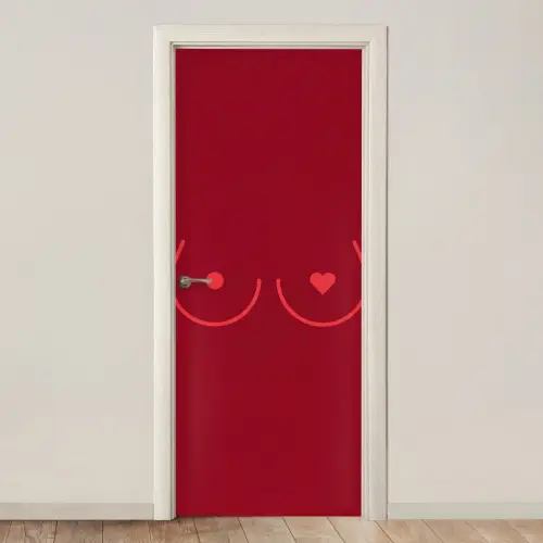 Minimalistisch - Lijnillustratie - Rood deurposter klein -3d_beige