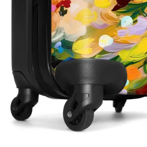Schilderij - Olieverf - Bloemen - Regenboog NBS - Handbagage koffer - Kinderen Unisex middel -wiel