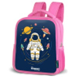 Astronaut - Planeet - Sterren - Raket Kinderrugzak - Roze middel -schuin