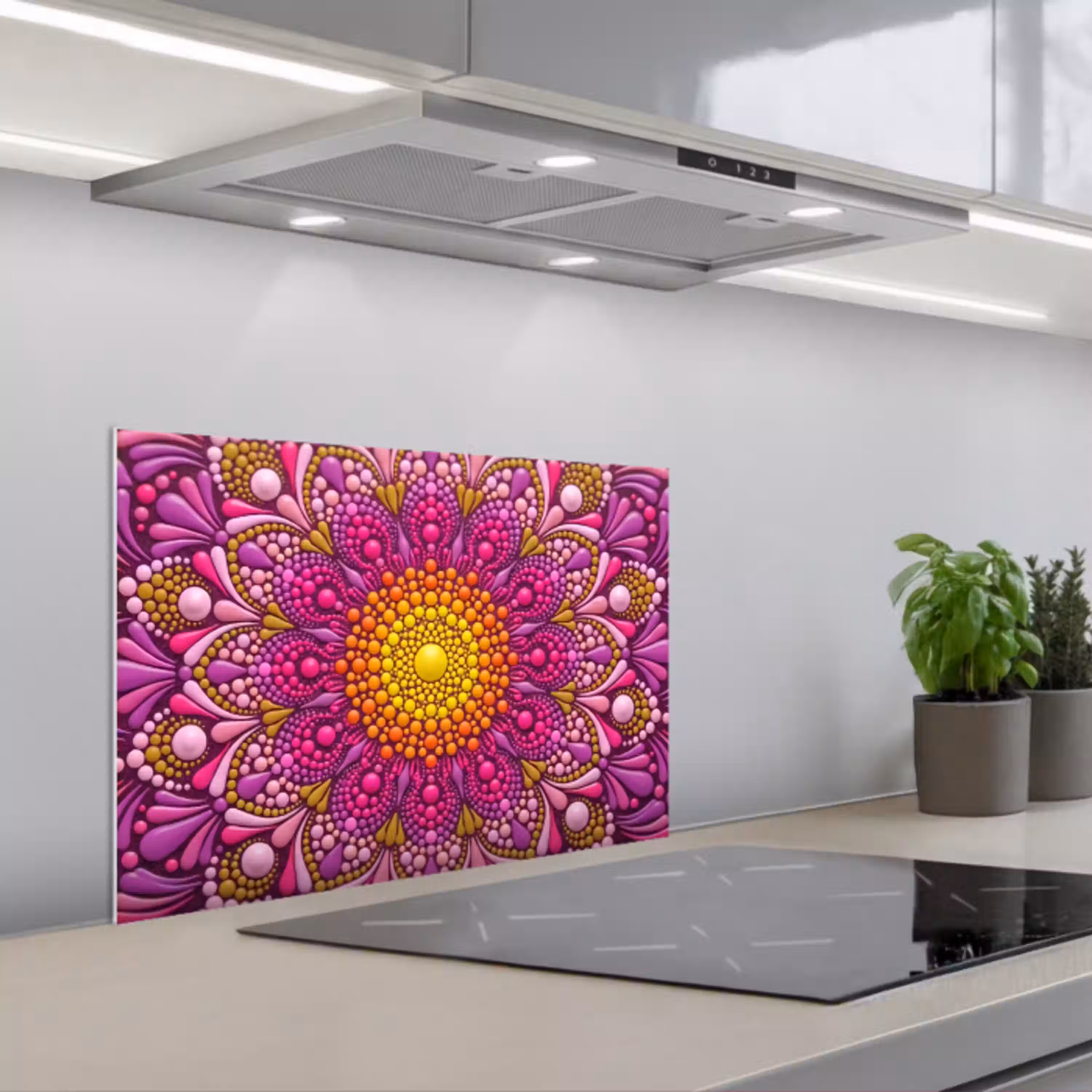 Patroon - Stippen - Abstract - Kleurrijk keuken achterwand spatscherm klein -3d_schuin