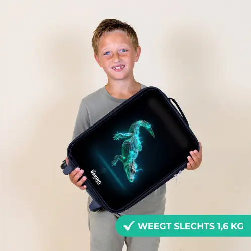 Cyberkrokodil in actiehouding Kinderkoffer - Zwart klein -sfeer4_NL