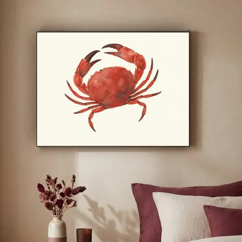 Krab - Felrood - Poten Textielframe zwart klein -sfeer1