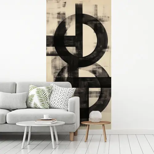 Cirkels - Balken - Zwart - Abstract fotobehang vinyl groot -woonkamer