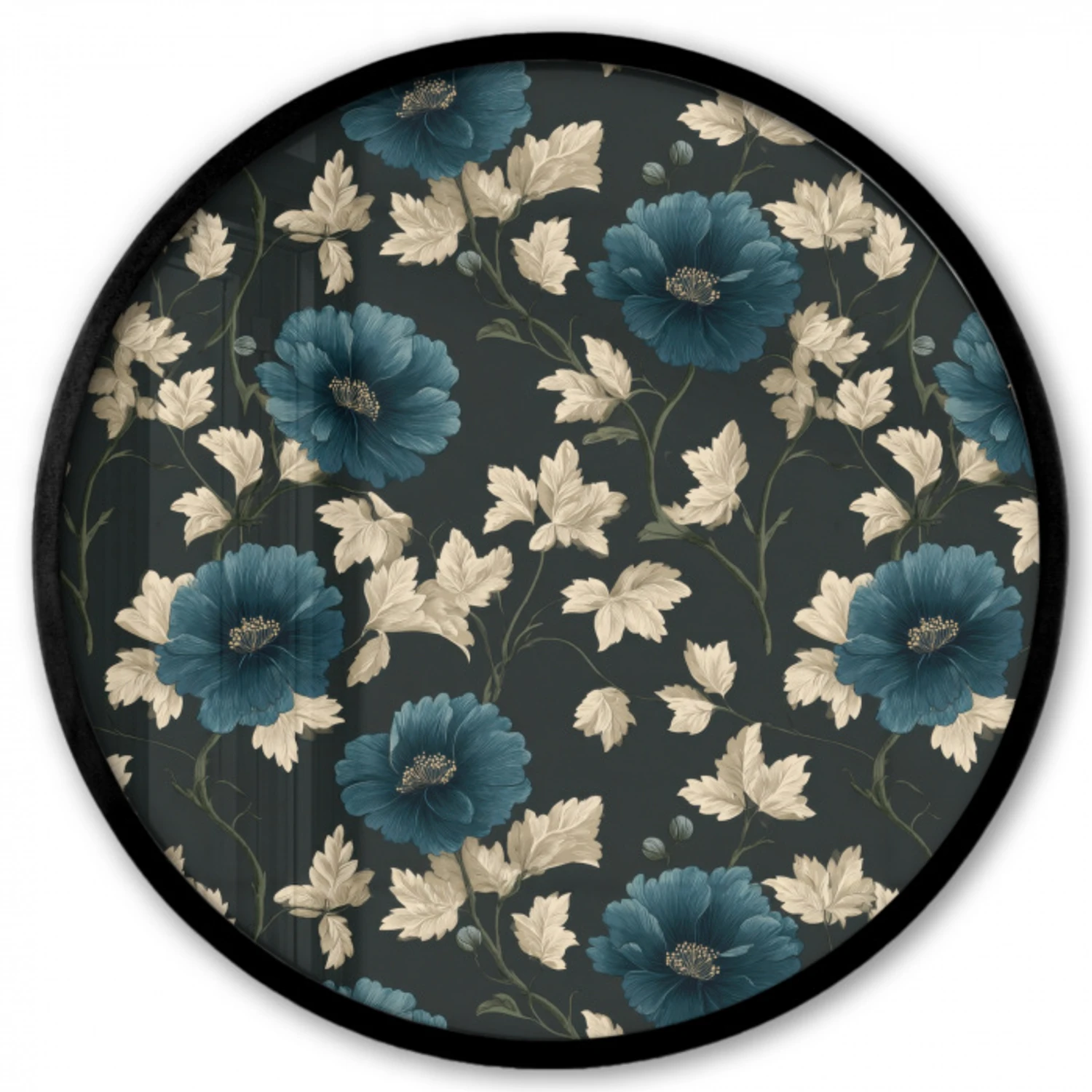 Botanisch - Bloemen - Blauw Fotolijst rond zonder passe partout klein 856 -3d