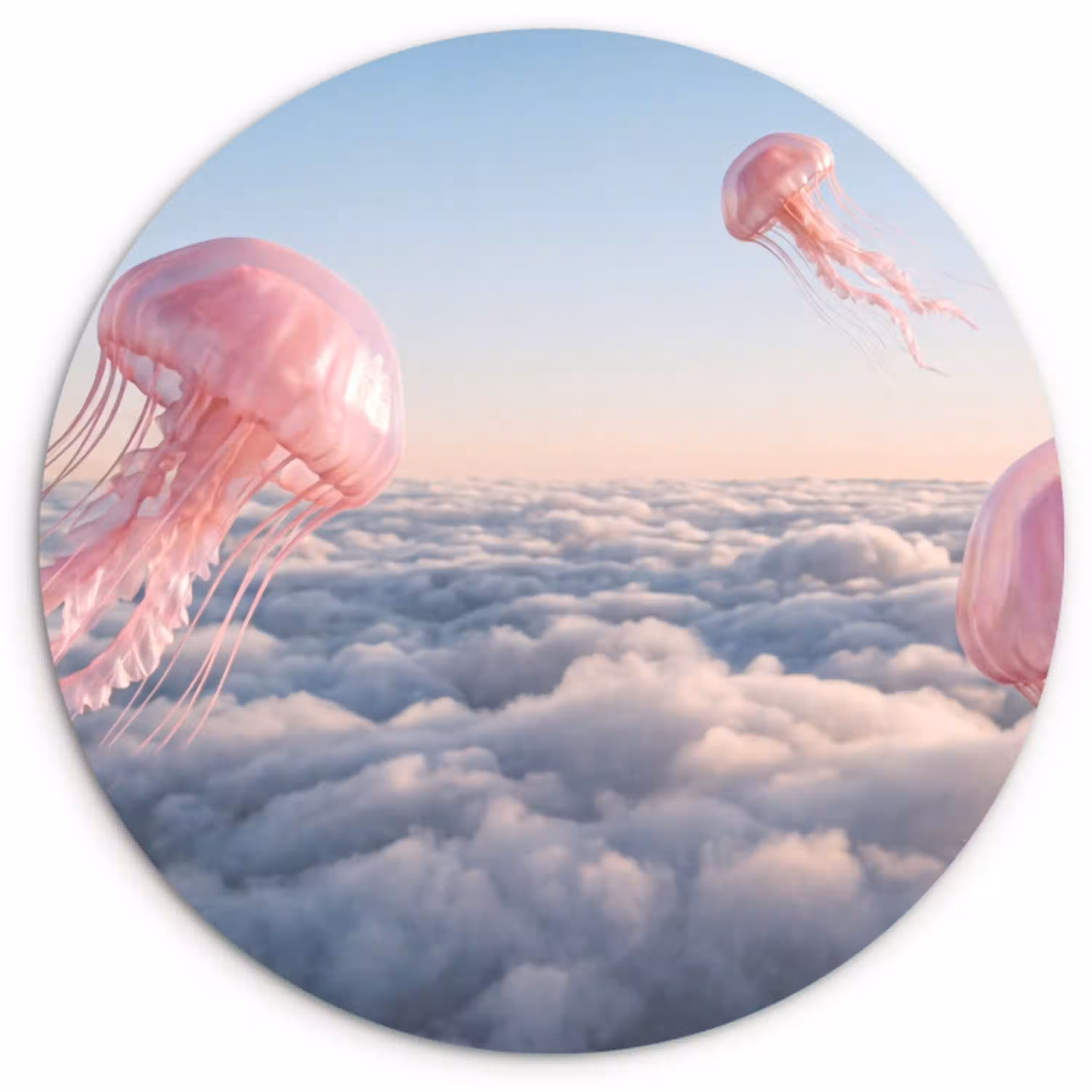 Roze dier - Wolken Wandcirkel plexiglas klein -3d