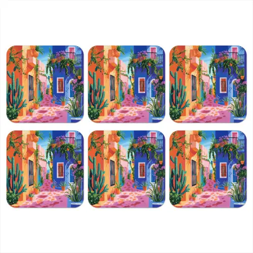 Geel - Blauw - Oranje - Huis onderzetter kurk middel -3d