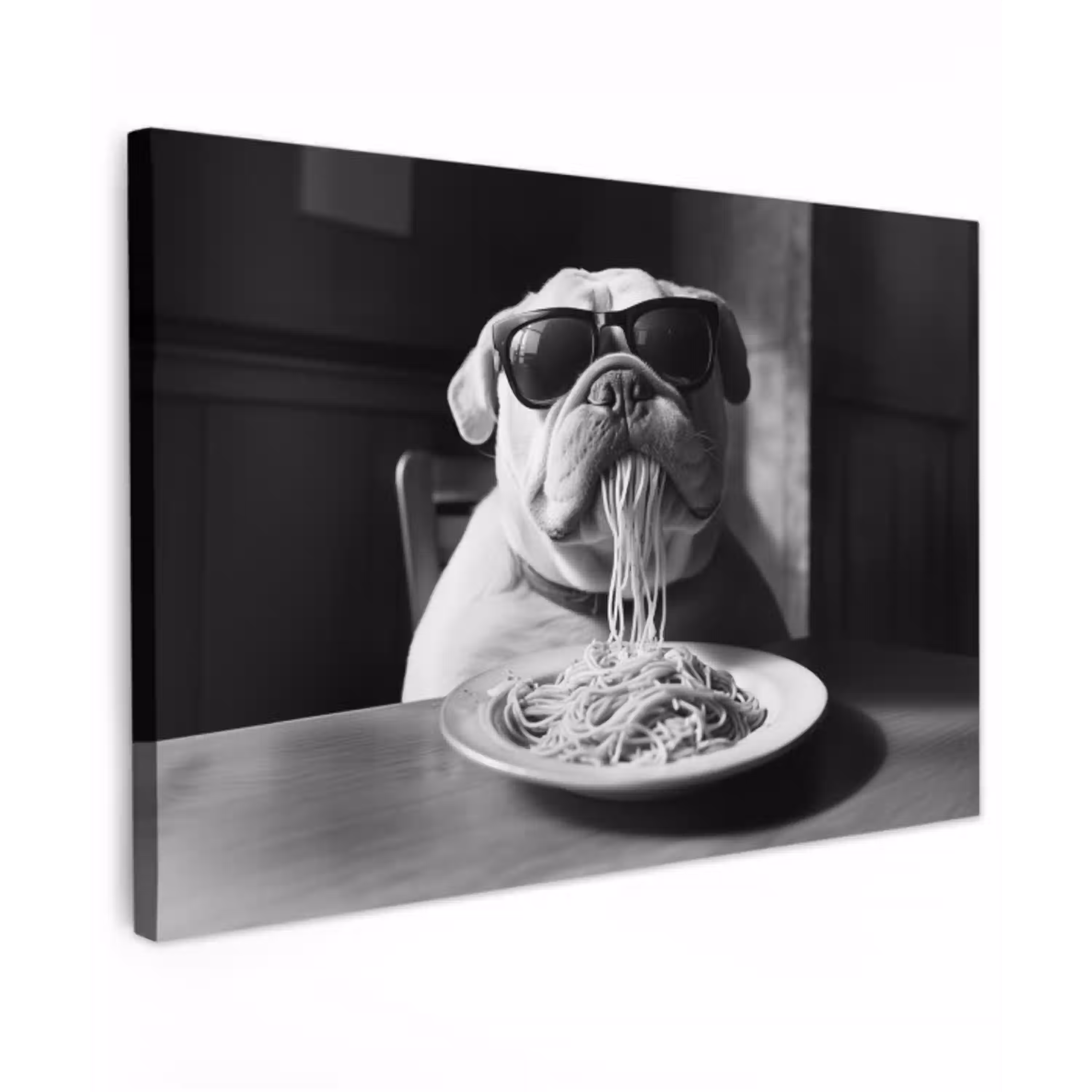 Hond - Bulldog - Pasta - Bril - Stoer - Dieren canvas 2cm klein -z3d