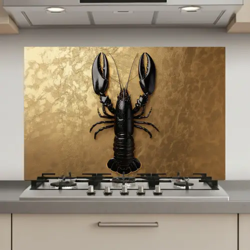 Kreeft - Zwart - Goud - Luxe keuken achterwand spatscherm klein -3d_website