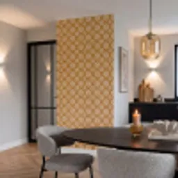 Bloemen - Modern - Oker Behang Vinyl klein 1060 -sfeer3