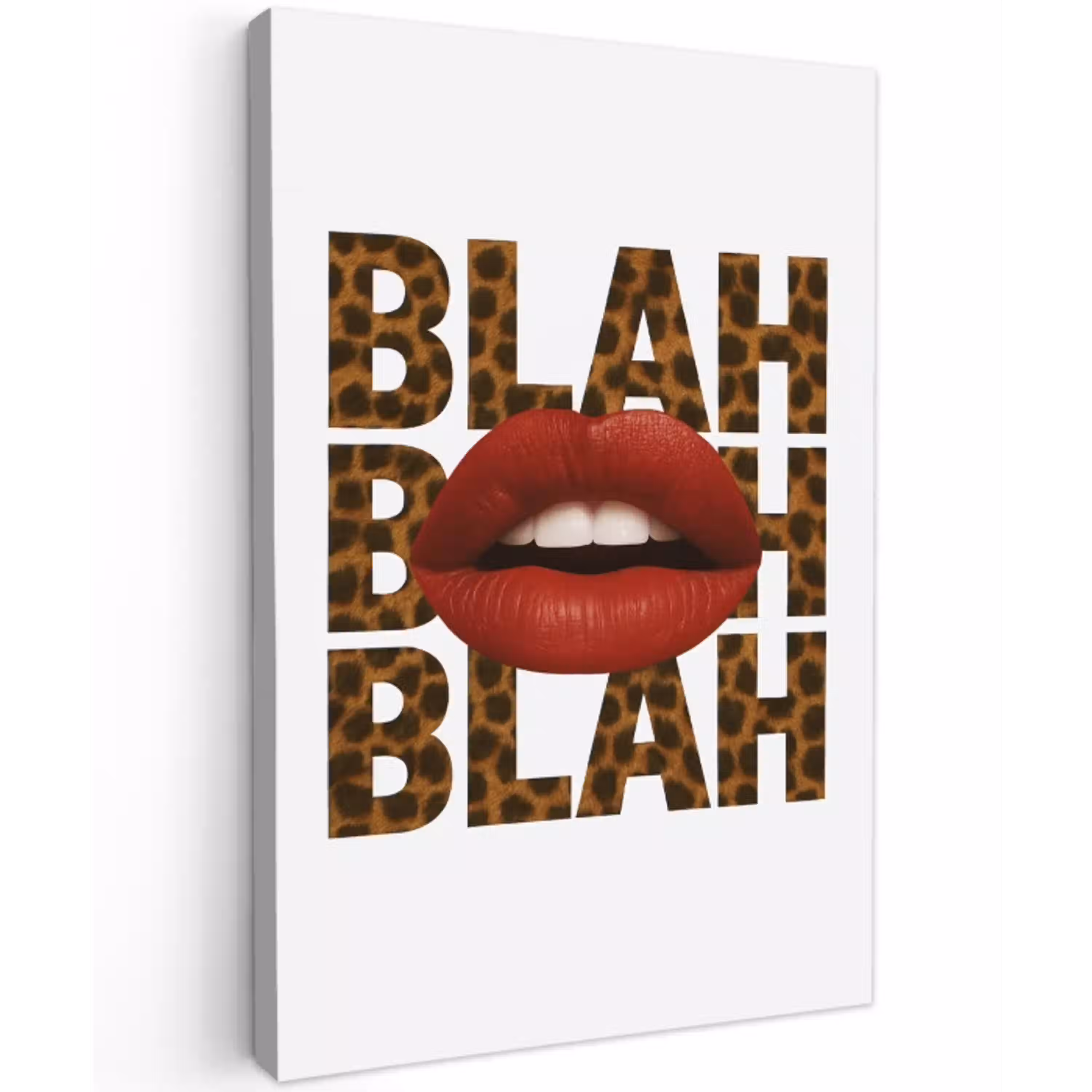 Lip - Rood - Quote Tuinposter op houten frame 2 cm dik middel -3d
