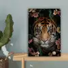 Tijger - Bloemen - Bladeren canvas 2cm klein -sfeer4