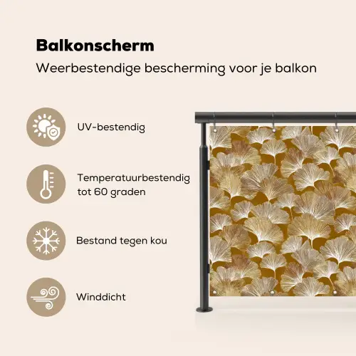 Ginkgo - Bladeren - Goud Balkonbeschermer Duitsland klein 596 -specs_NL