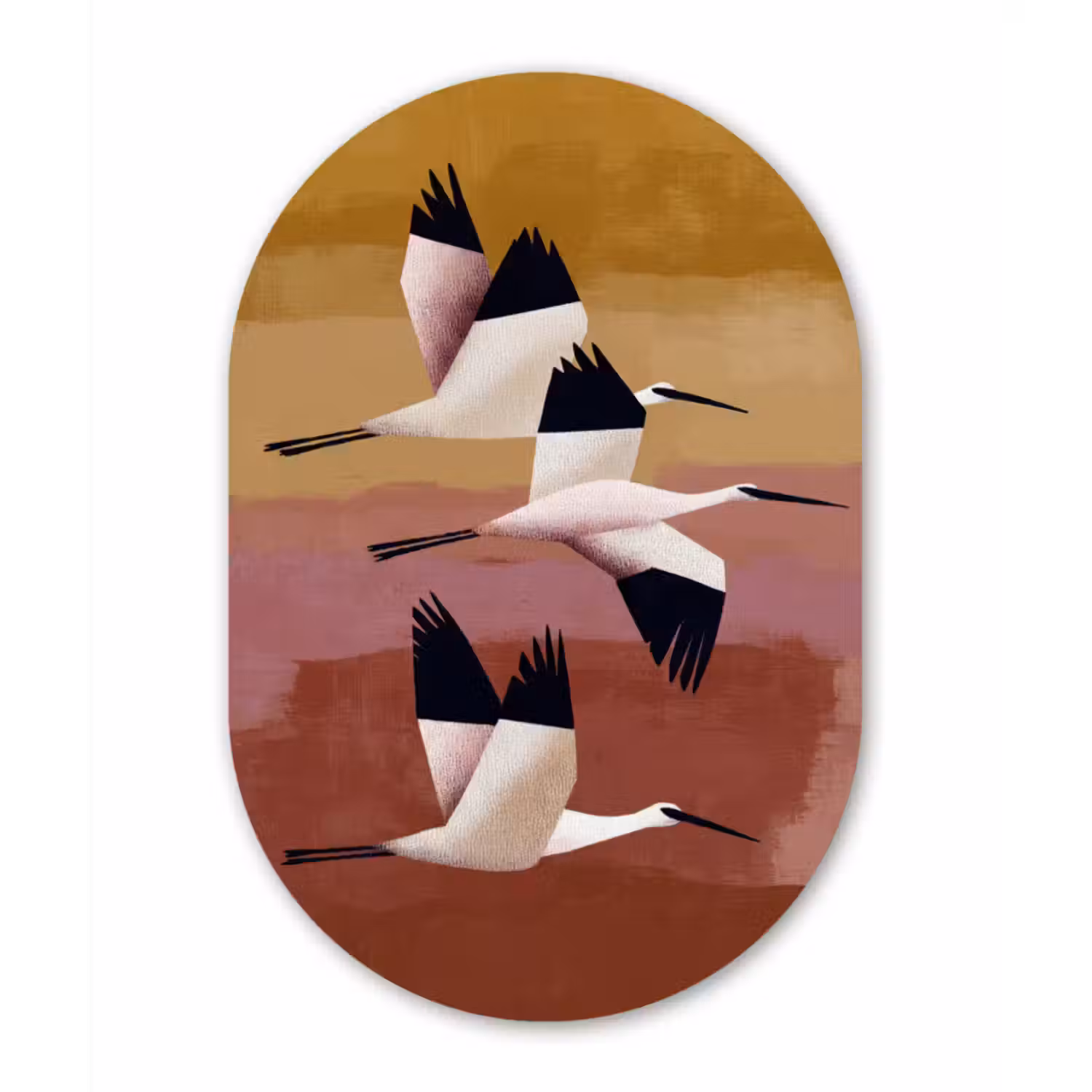 Muurovaal aluminium - Vogels - Snavel - Abstract