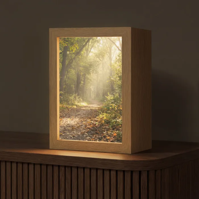 Zonlicht - Bospad - Bomen Light Box met kabel (Tafellamp) klein -z3d_website