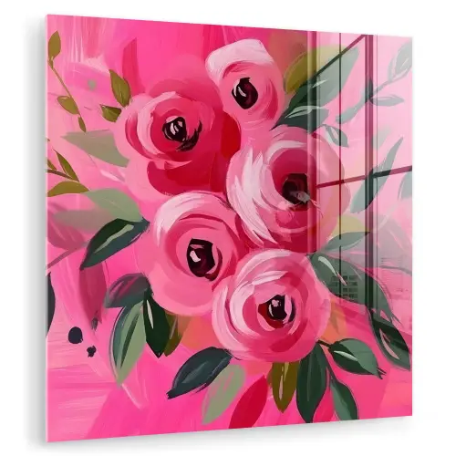 Bloemen - Verf - Roze plexiglas 5mm klein -zzzproduct_nieuw