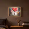 Meisje - Hart - Graffiti - Kunst - Kleuren - Rood Light Box met batterij (Wandlamp) middel -sfeer4