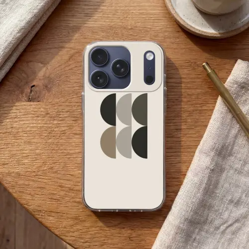 Halve cirkels - Aardetinten - Grafisch Telefoonhoesje iPhone 17 Pro klein -sfeer1