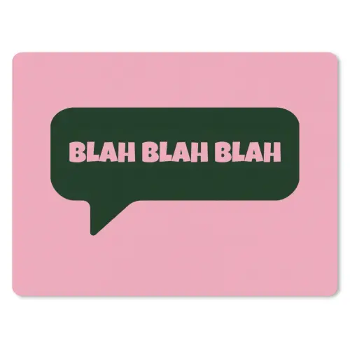 Roze - Tekstwolk - Groen - BLAH BLAH BLAH muismat rubber klein -3d