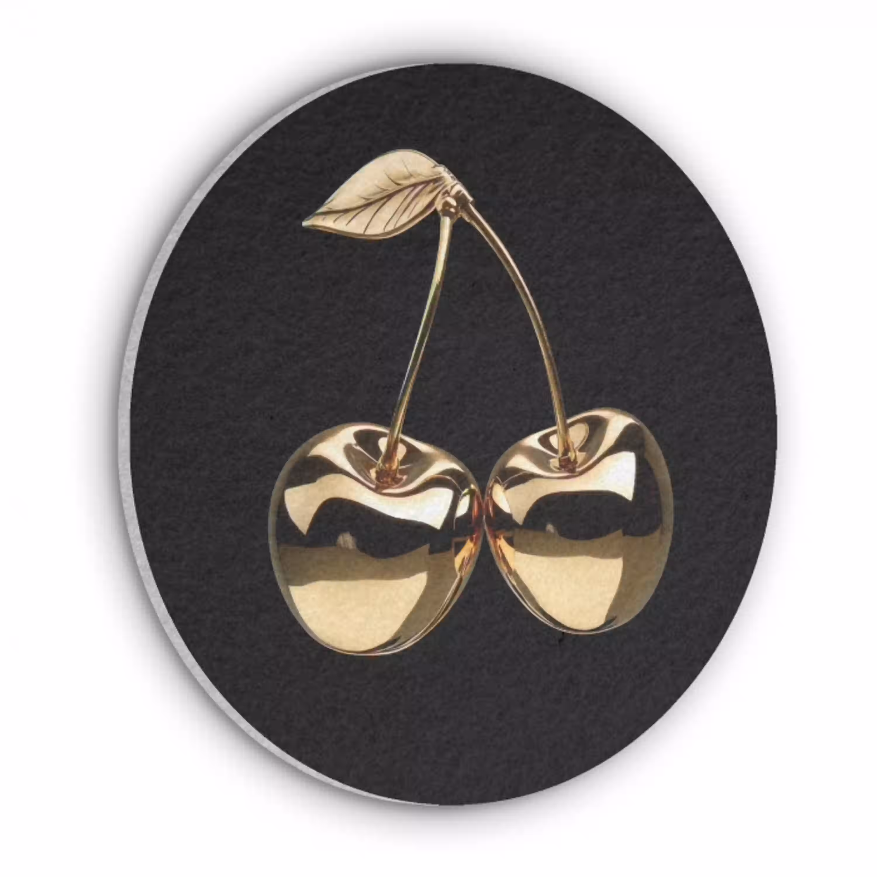 Kersen - Zwart - Goud - Chrome Akoestische PET Vilt - Rond klein -3d