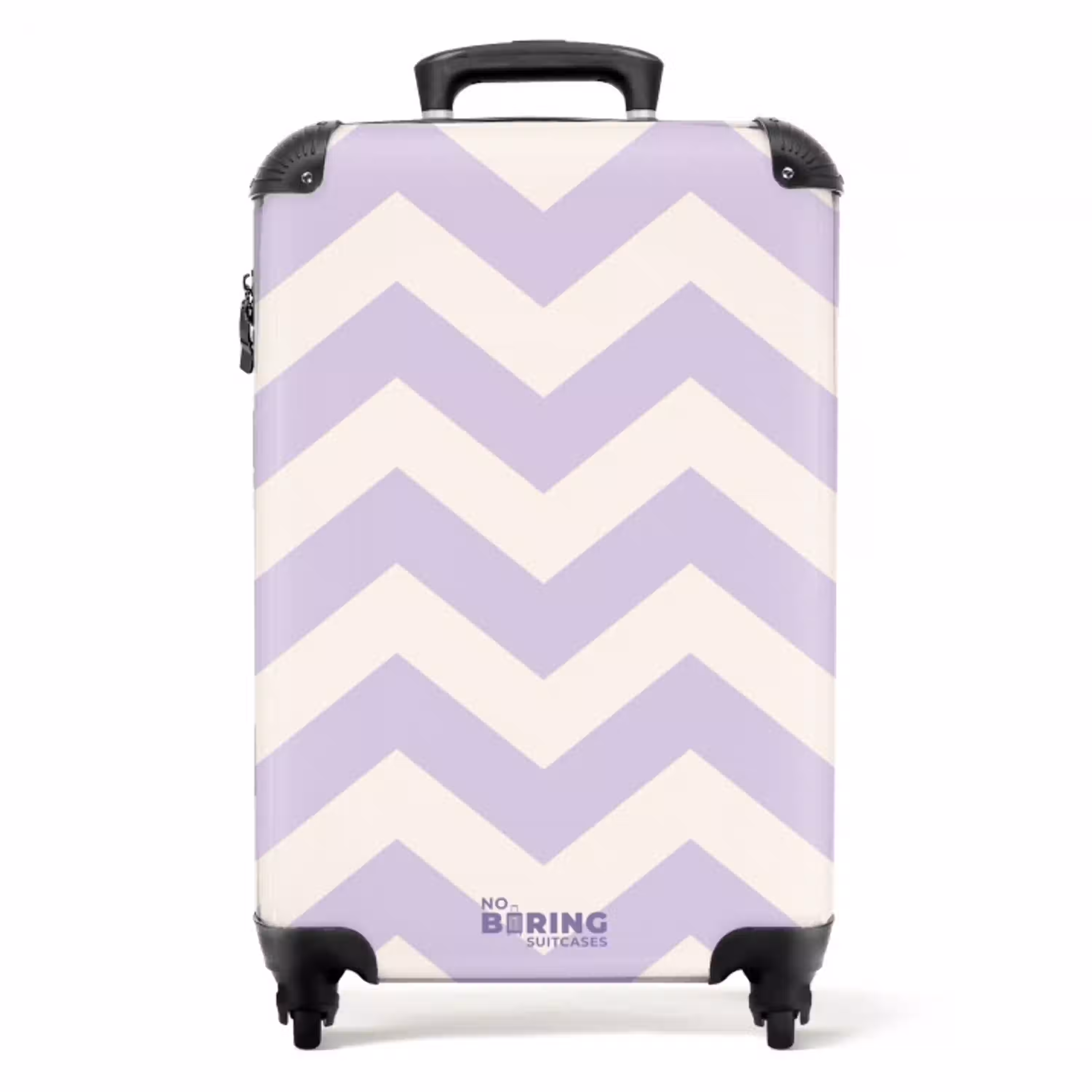 Zigzag patroon in paars en wit NBS - Handbagage koffer - Unisex middel -productfoto_recht