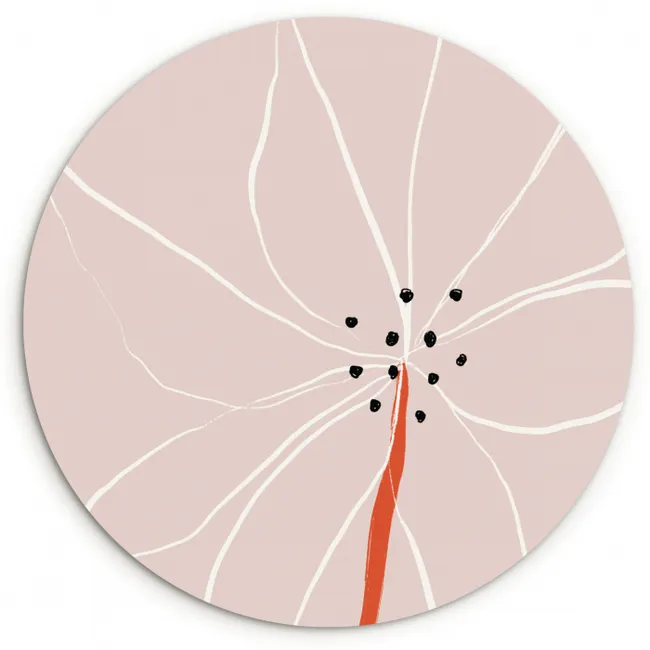 Bloemen - Abstract - Pastel Wandcirkel kunststof plaat 5mm dik klein -3d
