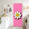 Smiley - Bloem - Roze deurposter klein -sfeer5