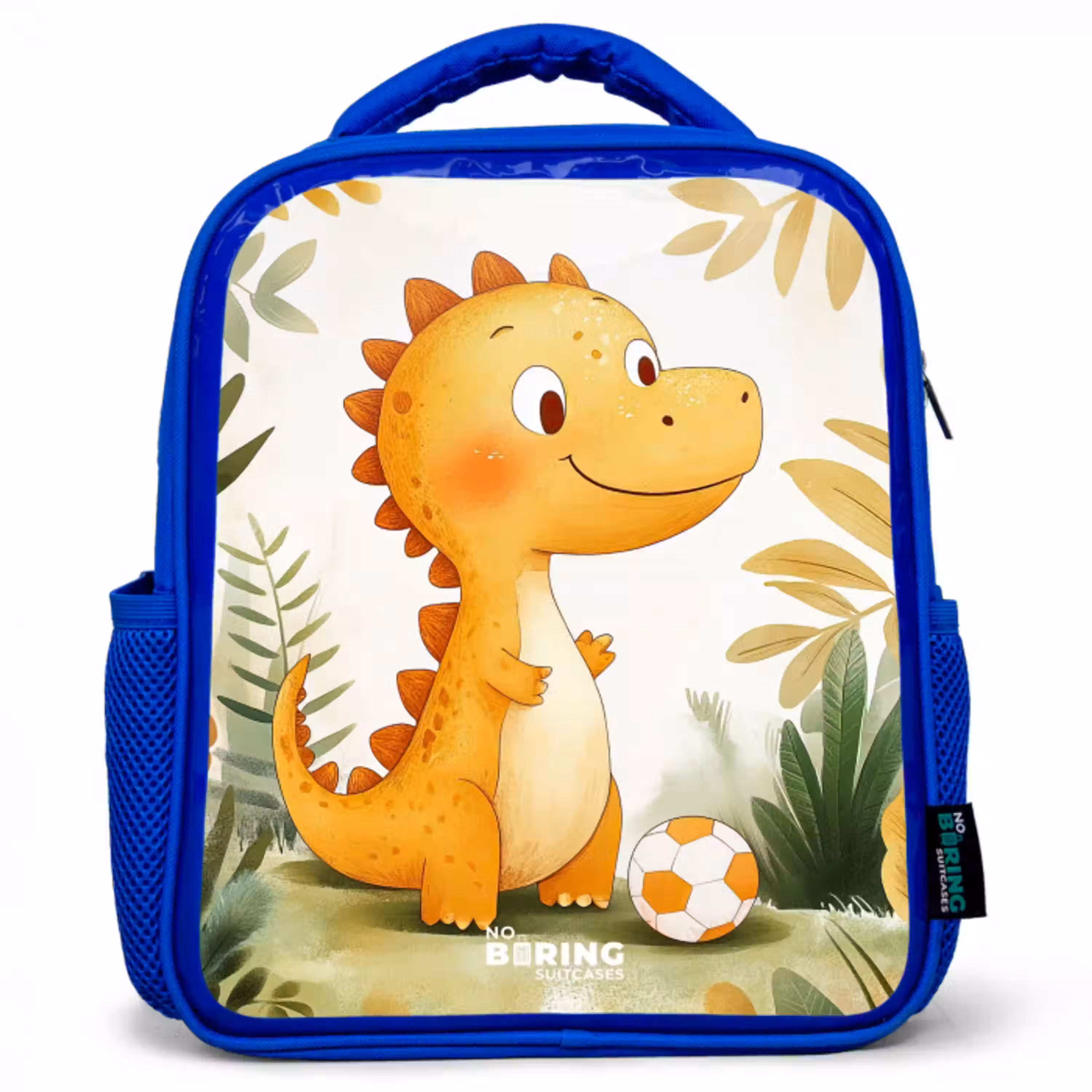 Dino - Voetbal - Oranje Kinderrugzak - Blauw middel -3d