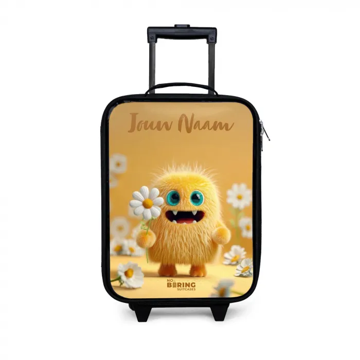 Monster - Wezen - Bloem - Geel Kinderkoffer - Zwart klein -3d