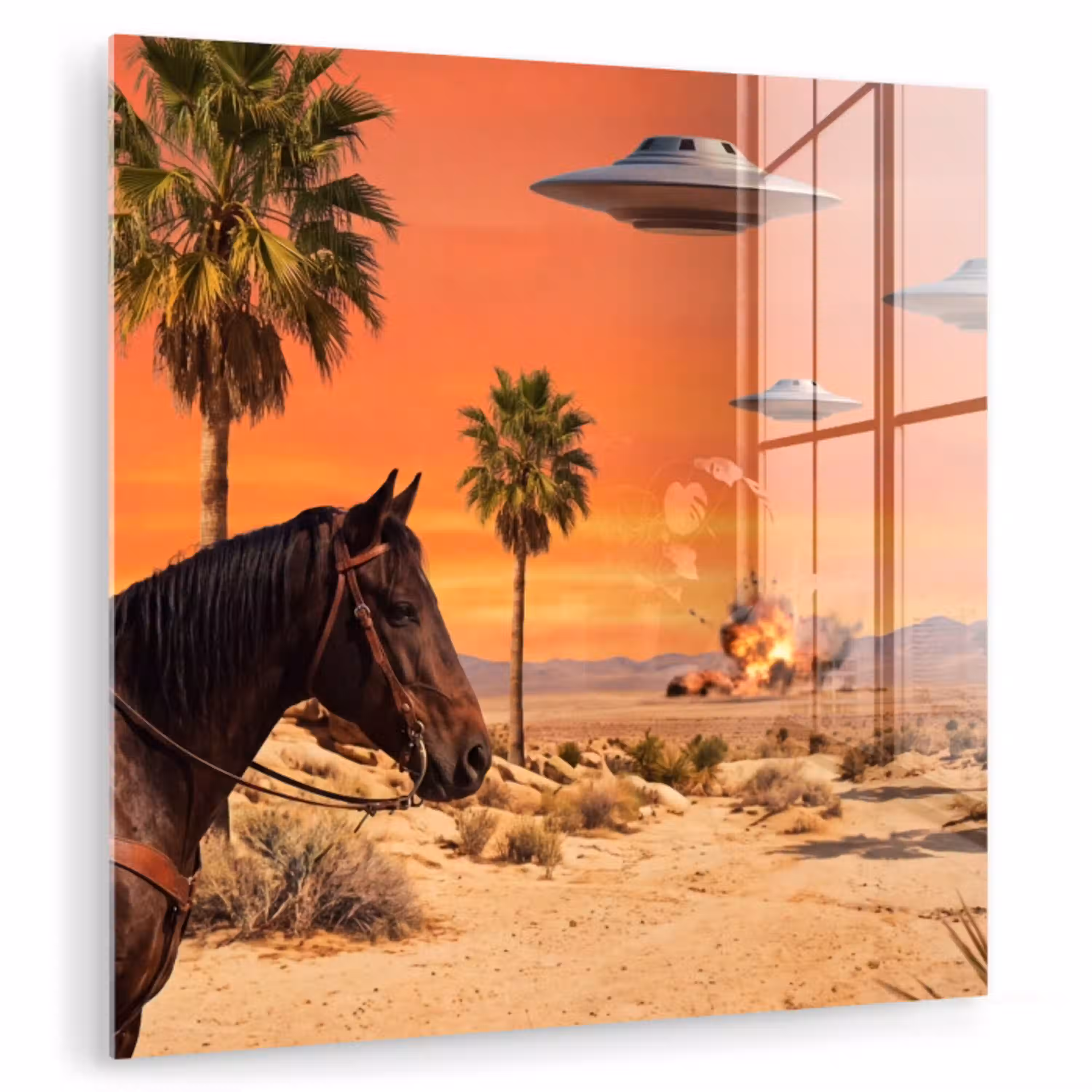 Cowboy - Paard - Woestijn plexiglas 5mm klein -zzzproduct_nieuw