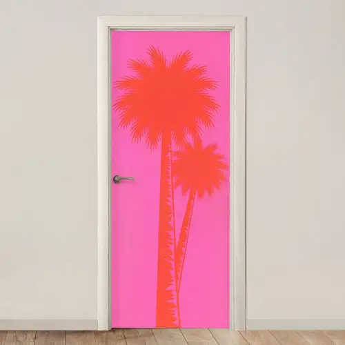 Palmbomen - Modern - Roze deurposter klein -3d_beige