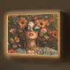 Vrouwen - Bloemen - Modern - Bril - Abstract Light Box met batterij (Wandlamp) middel -z3d_website