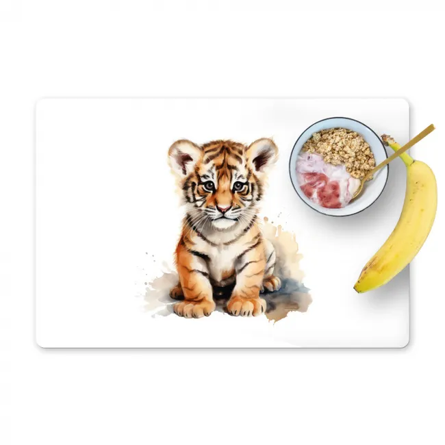 Tijger - Wilde dieren - Kinderen - Watercolor Placemat vinyl groot -zzzproduct_Kitchenyeah-website