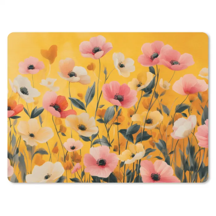 Bloemen - Veld - Geel muismat rubber klein -3d