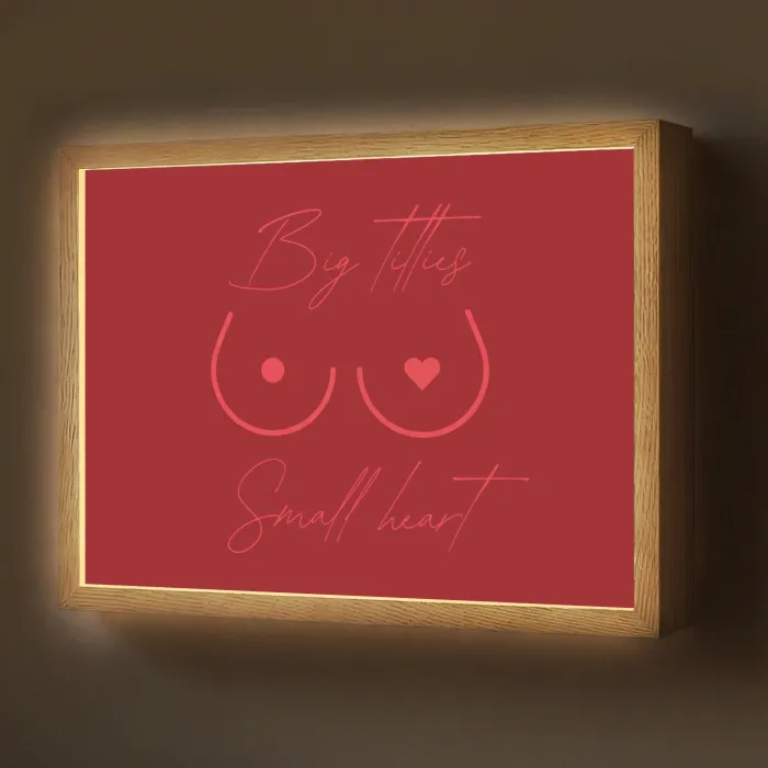 Big titties small heart - Rood - Hart Light Box met batterij (Wandlamp) middel -z3d_website