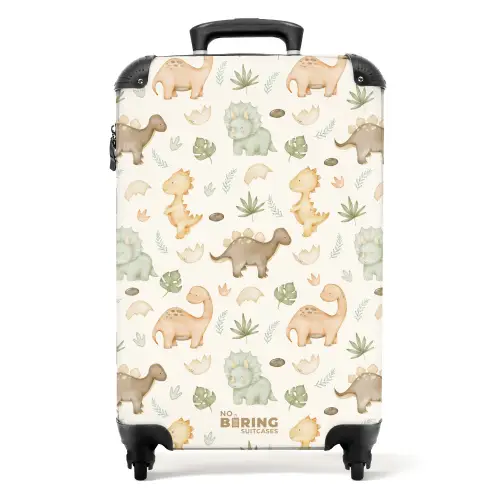 Dino patroon in pastelkleuren NBS - Handbagage koffer - Kinderen Unisex middel -productfoto_recht