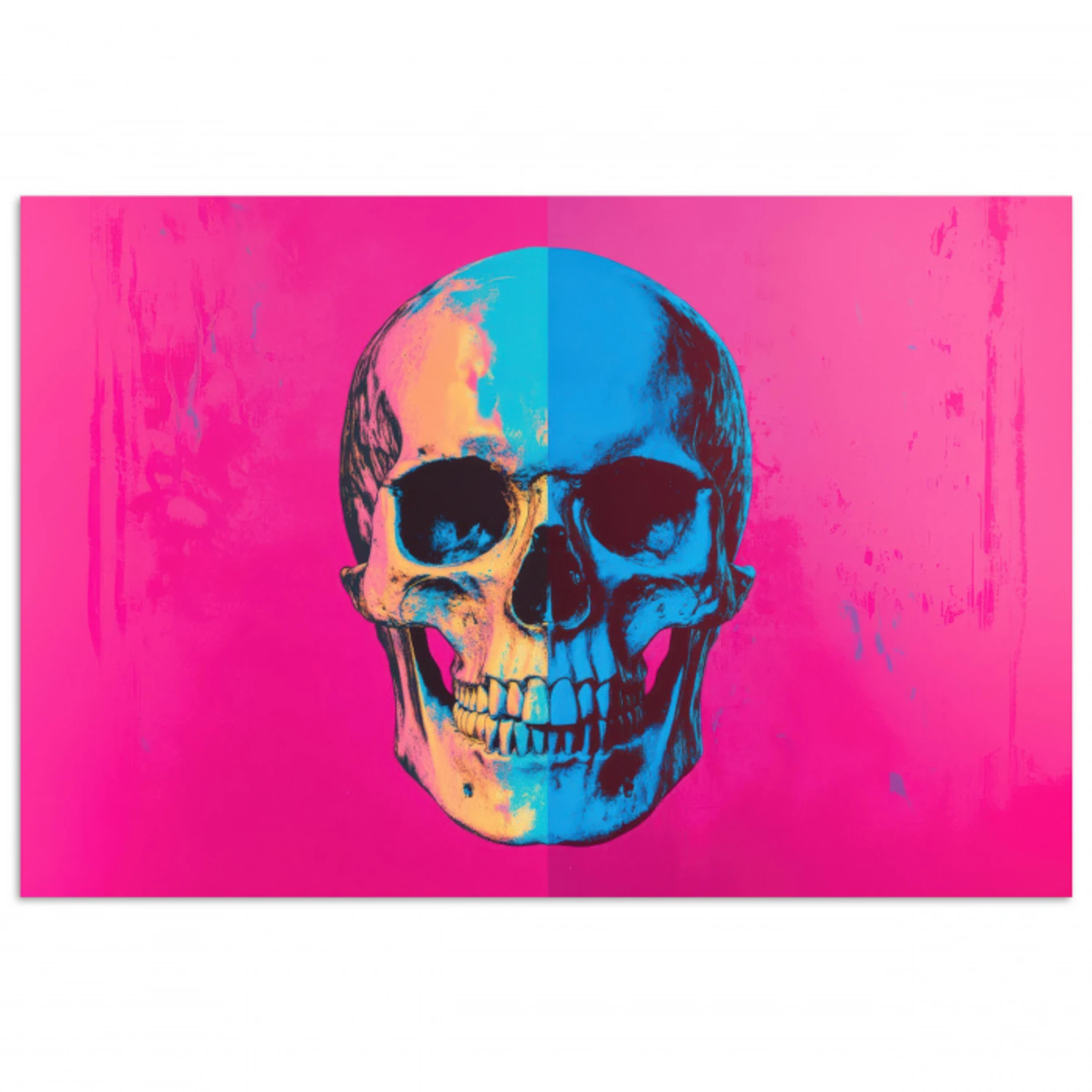 Neon - Blauw - Pop-art - Schedel poster papier klein -3d