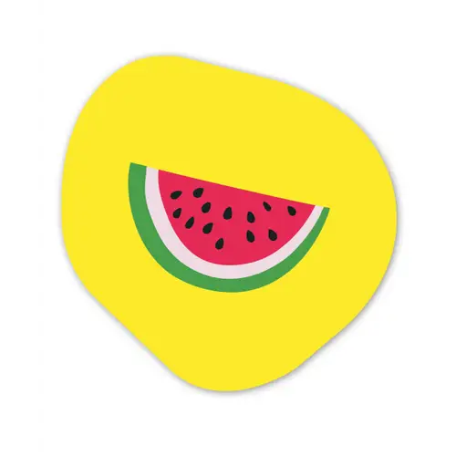 Fruit - Watermeloen - Geel Wandcirkel Organisch Forex 3mm klein -3d