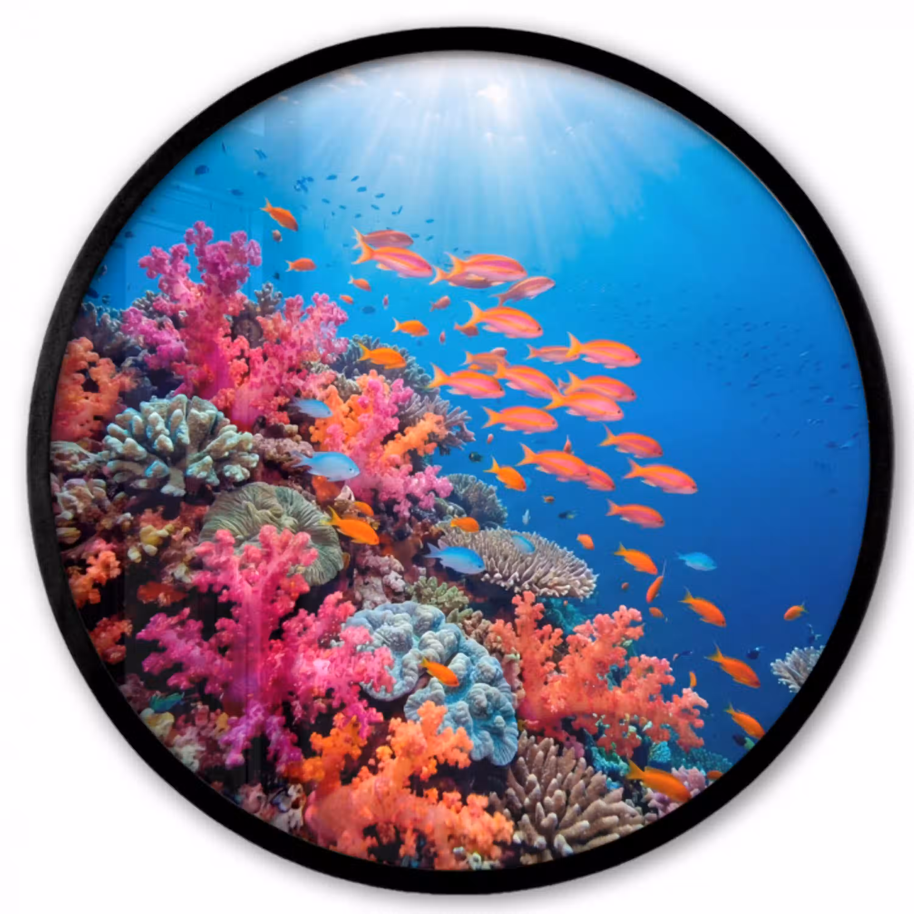 Onderwater - Koraalrif - Vissen - Oceaan - Natuur Fotolijst rond zonder passe partout klein -3d