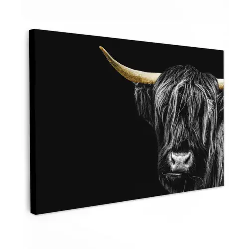 Schotse hooglander - Goud - Vacht - Dieren - Koe Tuinposter op houten frame 2 cm dik klein -3d