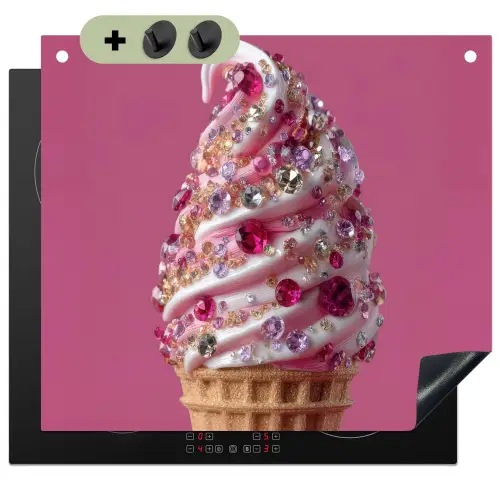 Softijs - Edelstenen - Roze - Hoorntje Inductie beschemer met haakjes middel -3d