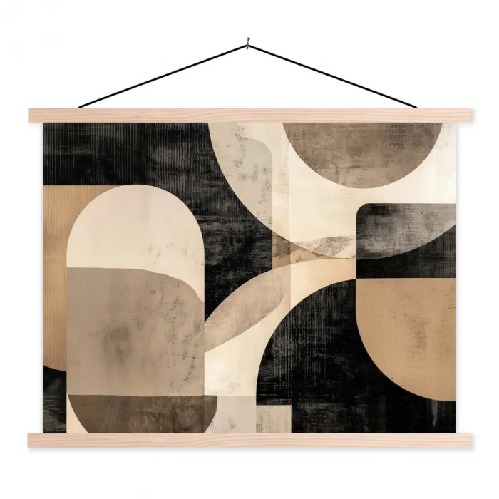 Abstract - Vormen - Modern - Beige textielposter latten blank klein -3d
