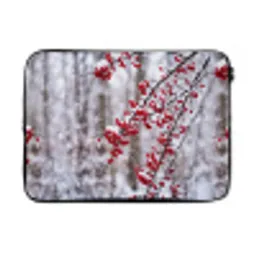 Bessen - Takken - Sneeuw - Winter - Kleurrijk laptophoes neopreen klein -3d