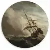 Een schip in volle zee bij vliegende storm - Schilderij van Willem van de Velde Wandcirkel kunststof plaat 5mm dik klein -3d