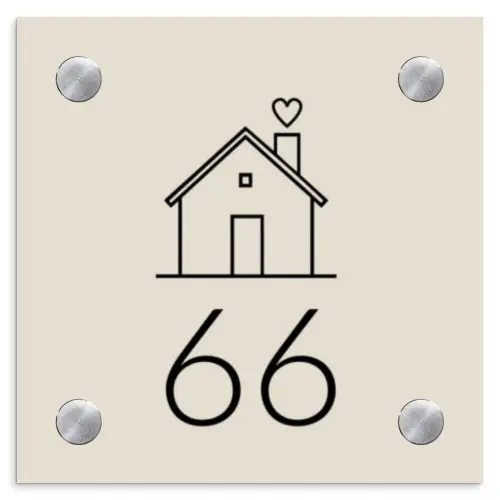 Huis illustratie - Traditioneel Naambord Vierkant klein -3d