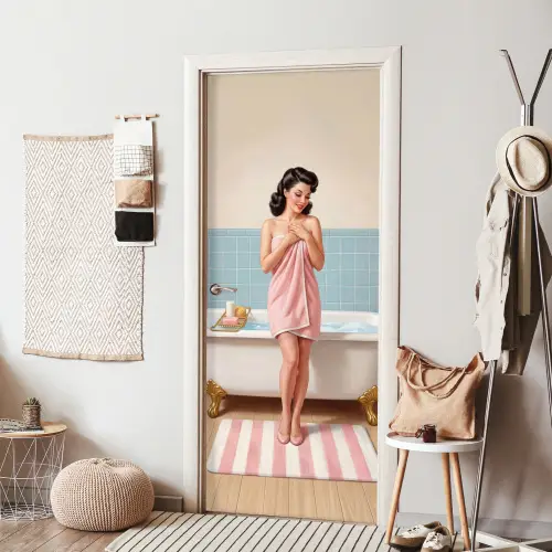 Badkamer - Vrouw - Roze deurposter klein -sfeer6